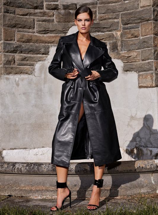 Moto Leather Trench Coat